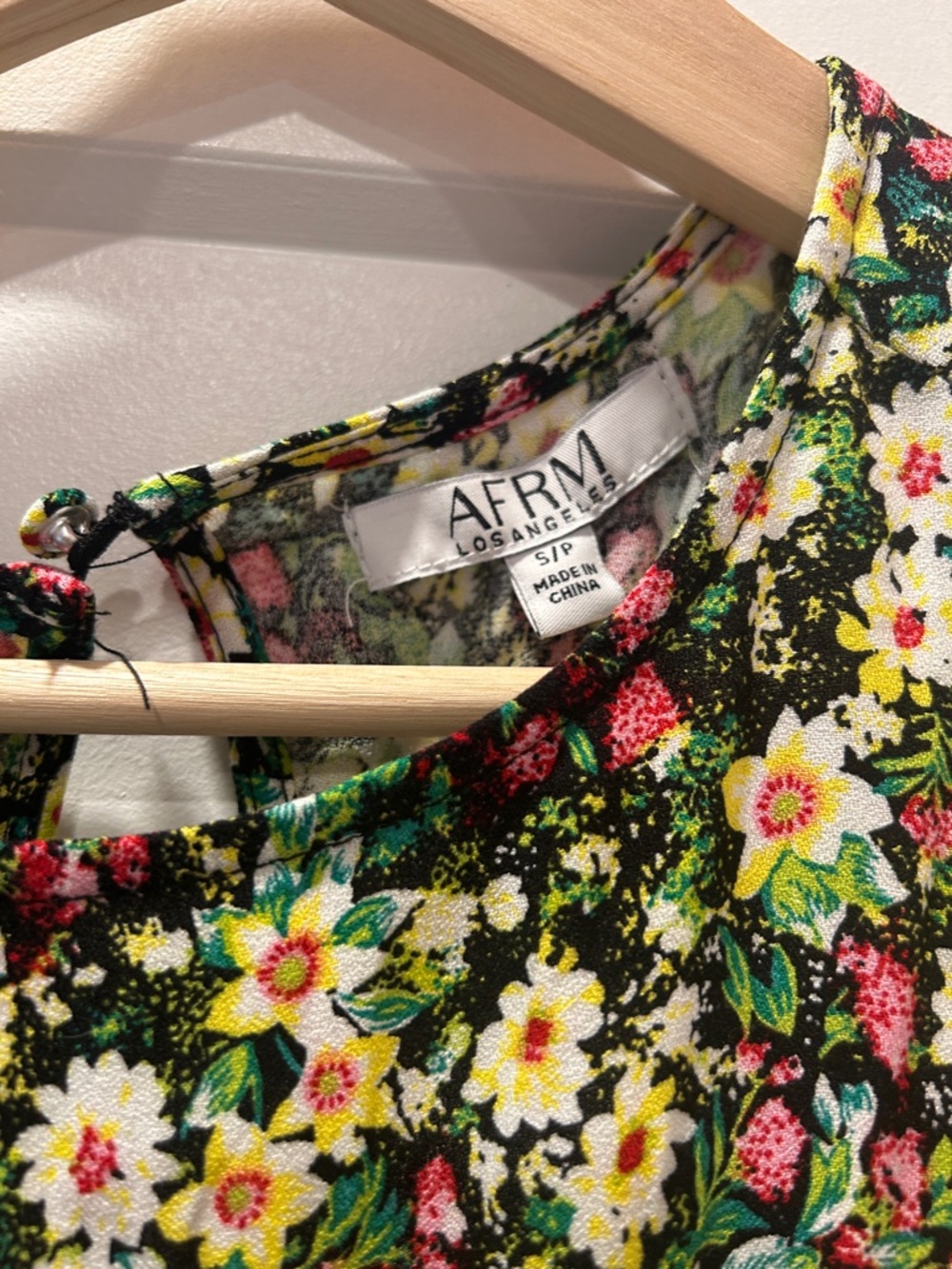 AFRM Green Floral Puff-Sleeve Midi Dress with Front Slit - Picture 4 of 7